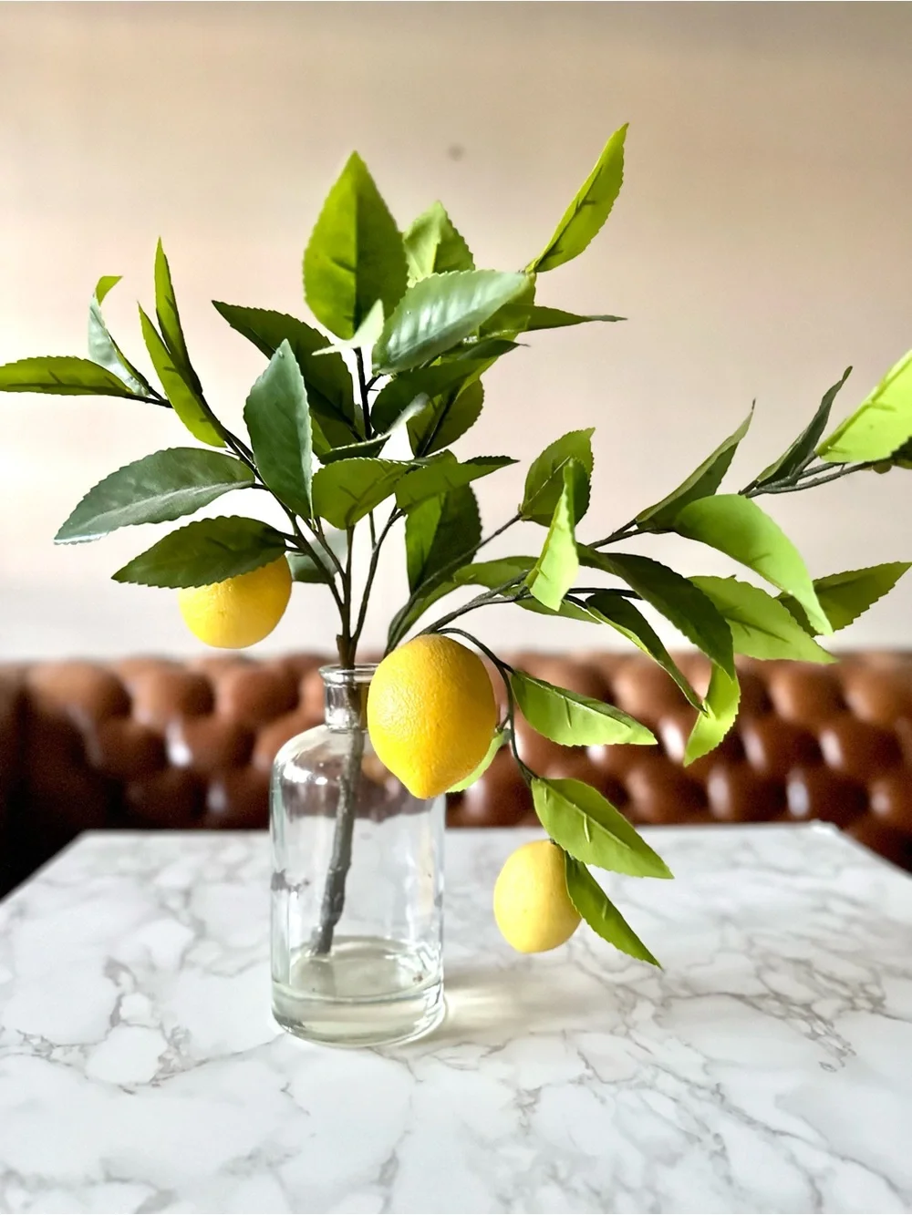 Lemon Branch Faux Floral Arrangement in Green and Yellow